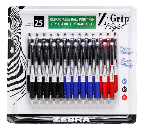 Boligrafos Zebra Metal Retractil 3 Colores 25pz