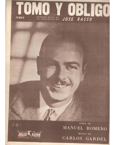 Partitura Orig. Tango Tomo Y Obligo De M. Romero Y C. Gardel (Usado)
