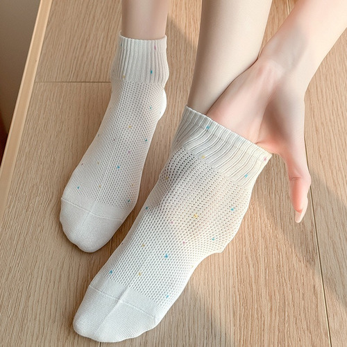 Calcetines Casuales De Algodón Para Mujer Con Lunares De Col