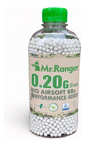 Mr.ranger Bio Airsoft Bb 0.01 Oz, 0.236 In/3800 Rondas, 100%