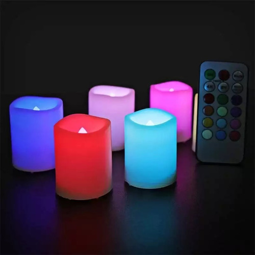 Imagen 5 de 9 de Pack 3 Velas Led Con Control Remoto Rgb A Pilas Decoracion