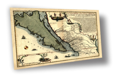 Lienzo Canvas Arte Mapa Baja California México 1529 70x100