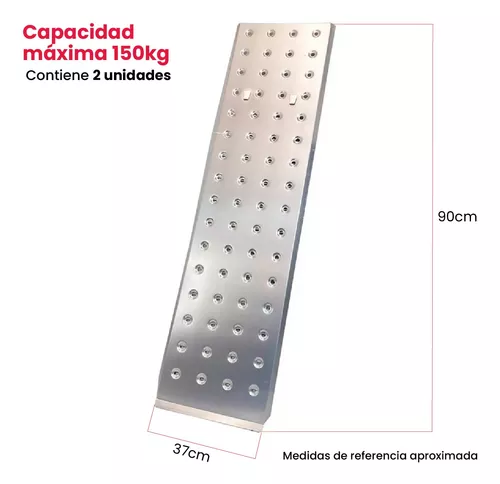 Escalera Aluminio 3.7 M Pektra Plegable Extensible + Andamio