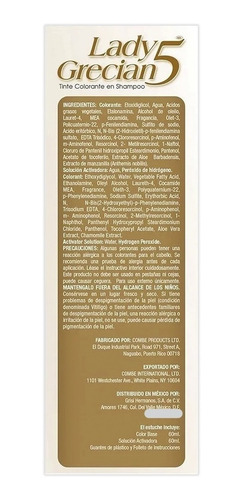 Tinte Lady Grecian 5 Para Cabello Claro A Castaño Claro