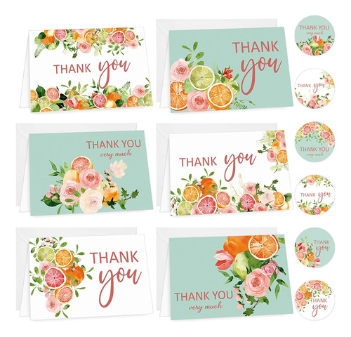 Anydesign Juego De 36 Tarjetas De Agradecimiento Florales Na