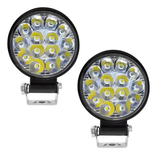 Kit 2 Farol De Milha Led Redondo 42w 12v 24v Pequeno Premium