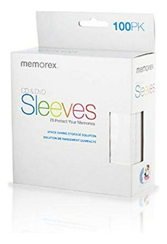 Memorex 01961 - Dvd Papel Fundas De Cd (blanco, 100 Unidades