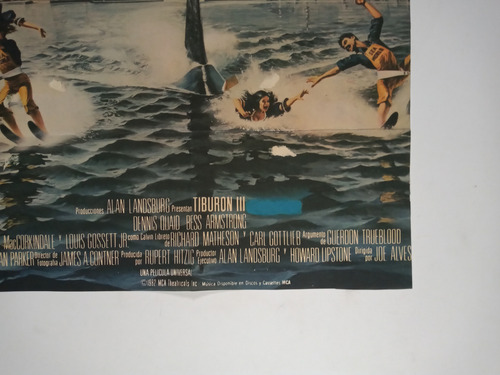Afiche Cine Tiburon Iii Jaws Richard Matheson Terror (Usado)