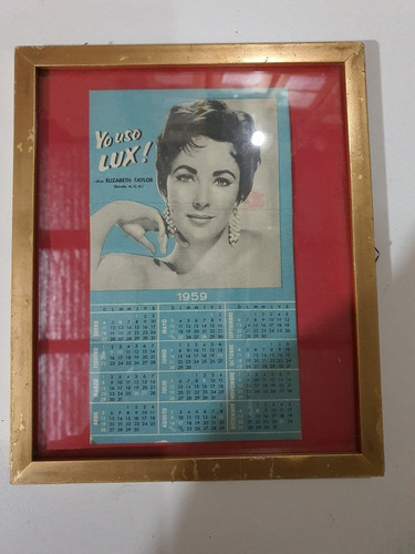 Cuadro Con Calendario 1959 Elizabeth Taylor -016-jabon Lux