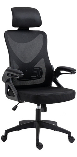 Silla De Escritorio Netmak Nm-eleganza Ergonómica  Negra Con Tapizado De Cuero Sintético Y Mesh