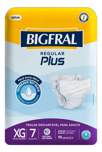 Fraldas para adultos descartáveis Bigfral  Regular Plus XG x 7 u
