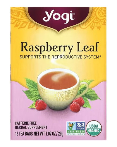 Yogi Tea, Hoja De Frambuesa Para La Mujer, Sin Cafeína, 16 Bolsitas De Té, 29g (1,02 Oz)