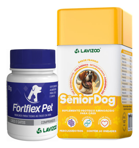 Kit Senior Dog + Fortflex Pet 30g Saúde Articular Cães Idoso