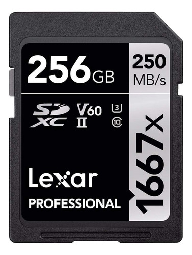 Cartão De Memoria Lexar 256gb 250mbs V60 U3 C10 Preto