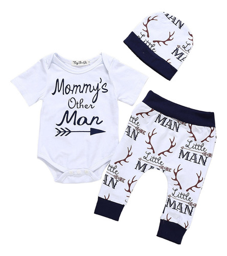 Mono Y Pantalones Con Estampado De Letras Para Bebés Y Niños
