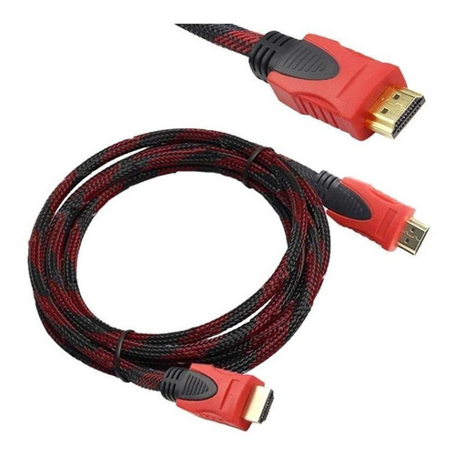 Cable Hdmi Uso Rudo Full Hd Pantalla Laptop Pc Xbox Ps4 1.5m Color Negro/Rojo
