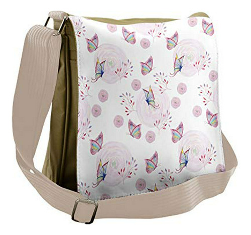 Bolso De Mensajero - Ambesonne Butterfly Bag, Romantic Sprin