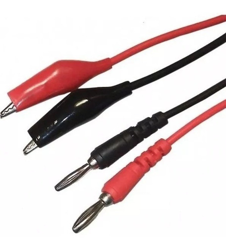 Imagen 2 de 5 de Par De Cables Rojo Y Negro 1mt Con Fichas Banana Y Cocodrilo