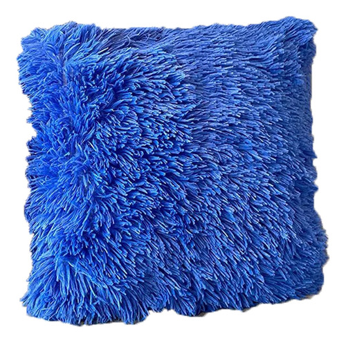 Cojín Decorativo De Pelo Largo Azul Rey De 50 X 50 Cm -c0232