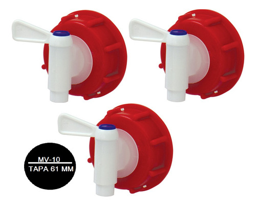 3 Pz Tapa Valvula O Llave 61mm Garrafa Bidon 20 Y 50 Litros
