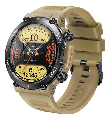 Reloj inteligente SmartWatch Hombre K56 Pro Deportivo Con Llamadas Bt Caja Caqui Correa Caqui Bisel Negro