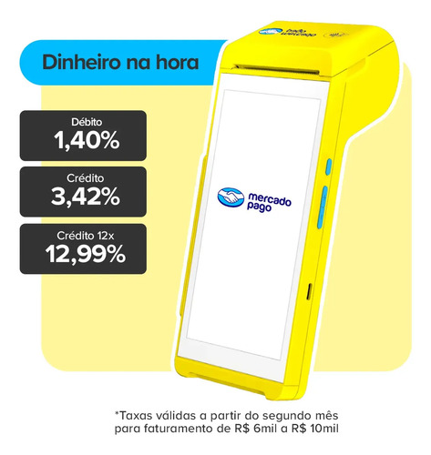 Maquininha De Cartão Smart 2 Mercado Pago Point Amarela Claro 4g/Wifi/Nfc