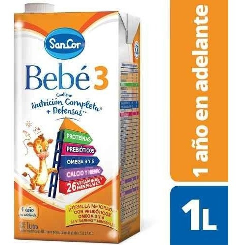Leche Sancor Bebe 3 (+2 Años) Nutricion Infantil 24 X 1litro