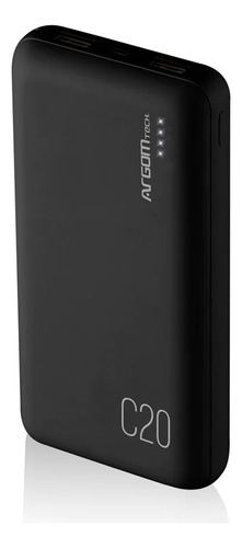 Cargador Power Bank Argom C20 20000 Mah Negro Portátil