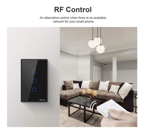 Interruptor Wi-fi Automação 3 Canais Com Rf433 Sonoff T3us3c