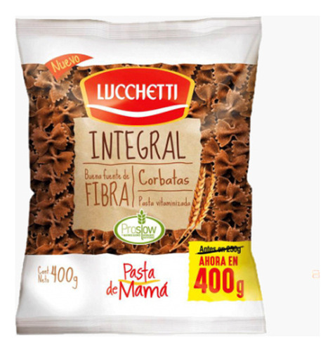 Fideos Lucchetti Corbata Integral 88  400 Gr(3 Unid)super