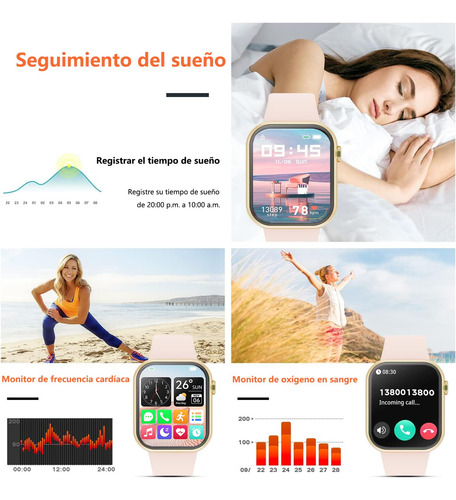 Smartwatch Reloj Inteligente Mujer De 2 - Llamadas Bluetooth Reloj Dama, Monitor De Frecuencia Cardíaca/sueño,