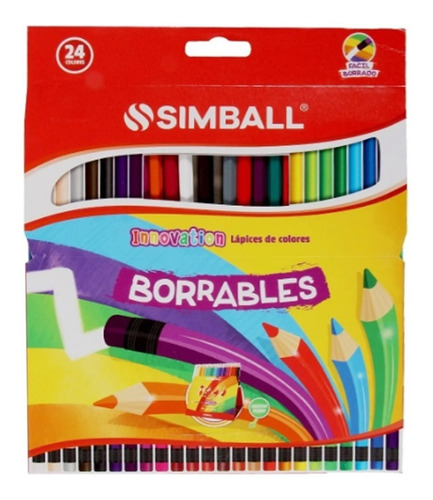 Lápices Simball Innovation Borrables X 24 Colores