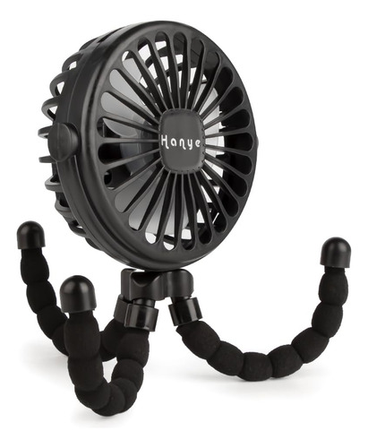 Ventilador De Cochecito De Bebé Mini Ventilador Pulpo Usb Redondo, Negro