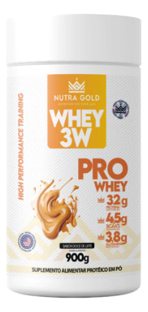 Whey Sabor Doce De Leite 3w Pro Whey Nutra Gold 900g Pote Doce De Leite