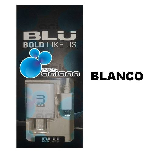 Cargador Blanco 2en1 Cable Usb Blu Studio Dash Advance Life