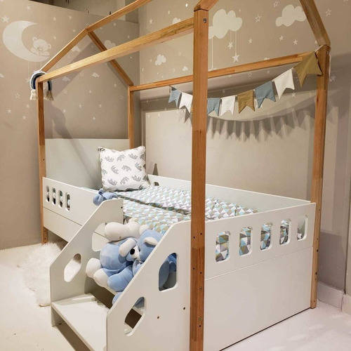 Imagen 2 de 2 de Cama 1 Plaza Estilo Montessori Con Escalera