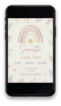 Comprar Invitación Cumpleaños Virtual Imprimible Arcoiris Boho