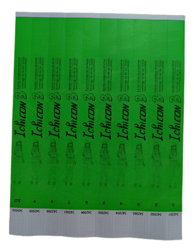 500 Brazaletes Tyvek Impresos Con Color Verde