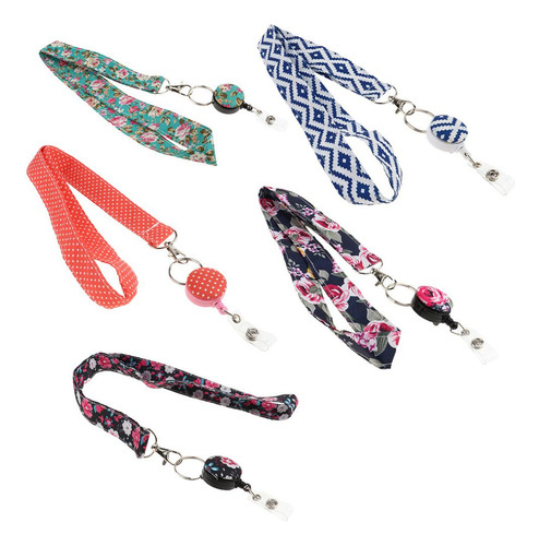 5 Unids Correas Florales Lanyard Id Badge Holders Collar De