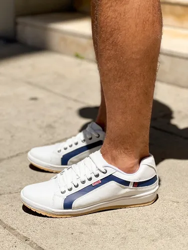 Zapatillas blancas online de tela hombre