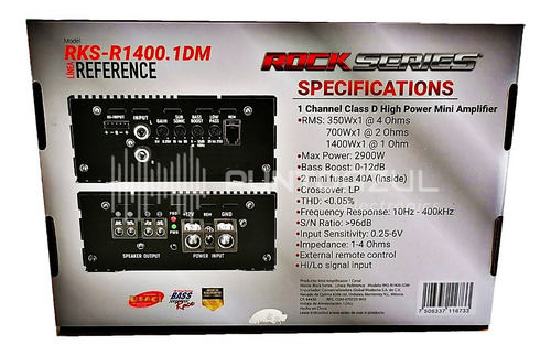 Imagen 3 de 8 de Amplificador Rock Series Rks-r1400.1dm 2900w Max 1c Clase D