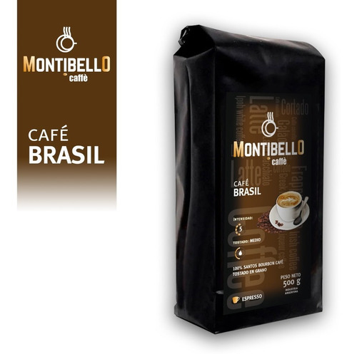 Café Tostado En Grano Premium Montibello Brasil 500 Gr