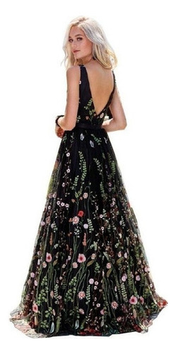 Vestido De Noche Con Estampado Floral Elegante Y Romántico