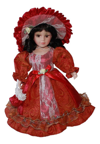 A Muñecas De Porcelana De Colección Rojo