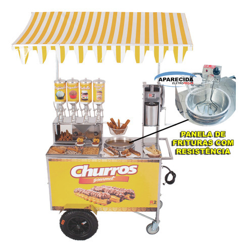 Carrinho Churros Gourmet Fritadeira Resistência 4 Doceira R2