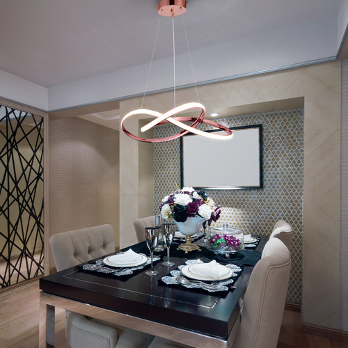 Lustre Led Pendente Flat Retorcido 3 Tons De Luz 43*2w