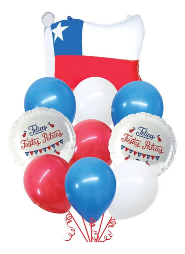 Set Globos Chile Fiestas Patrias Bandera Cotillón Activarte