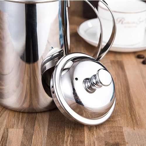 Imagem 5 de 7 de Bule Bico Fino Aço Inox Polido Tampa Chá Café Leite 650ml