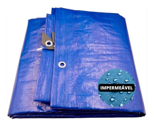 Lona Plástica De Proteção Cobertura Impermeável Azul 4x5m