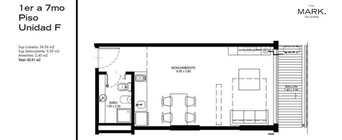 Imagen 2 de 10 de Monoambientes 40m2 Ideal Renta - Palermo Hollywood
